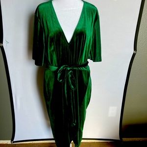 Club L London Plus plunge wrap skirt dress